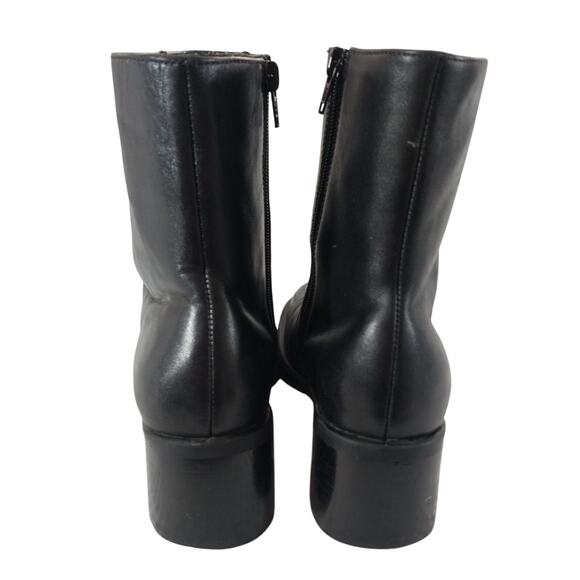 DANELLE! CENTRAL BLACK GENUINE LEATHER BIKER/MOTO CHUNKY HEEL ZIP BOOTS! SZ 6.5M - Picture 8 of 11